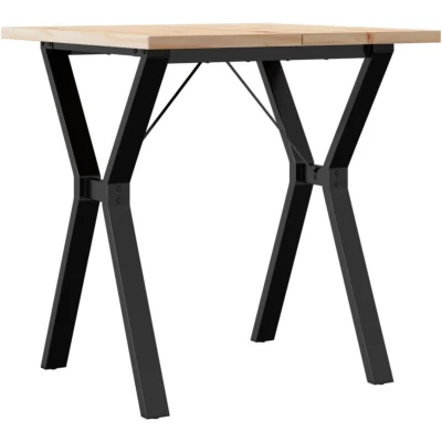 Image of vidaXL Dining Table Y Frame 70x70x75.5 cm Solid Wood Pine and Steel