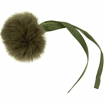 Image of Khaki Green Large 6cm Faux Fur Pom Gift Wrap, Home Decor &amp; Crafts