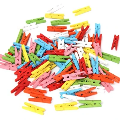 Image of Tutoy 100Pcs Mini Wooden Craft Pegs Clothes Peg Paper Photo Hanging Spring 25mm Decorations