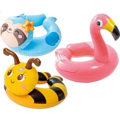 Image of Intex 3 Pack 59220Ep Animal Head Split Ring Pool Floats Bundle Includes Frog, Duck, Penguin