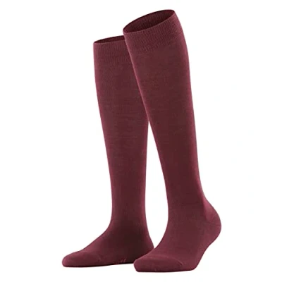 Image of FALKE Women&#039;s Family W KH Sustainable Cotton Long Plain 1 Pair Knee High Socks, Red (Barolo 8596) new eco friendly, 2.5 5