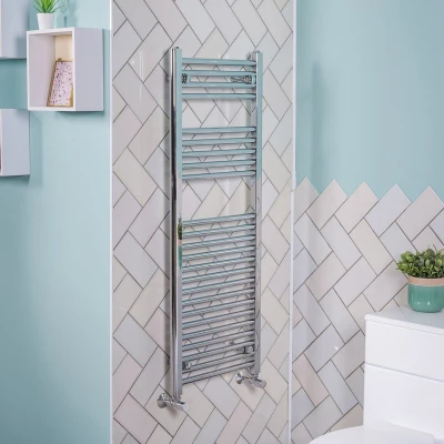 Image of Warmehaus Contemporary Straight Bathroom Heated Towel Rail Radiator Rad 1200 x 450 Chrome