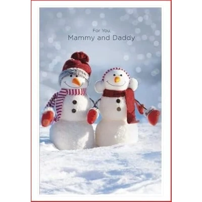 Image of UK Greetings Mammy and Daddy Christmas Card for You, an Snowmen