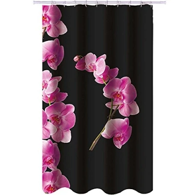 Image of MSV Shower Curtain Lanyu of Polyester 180x200cm in Black
