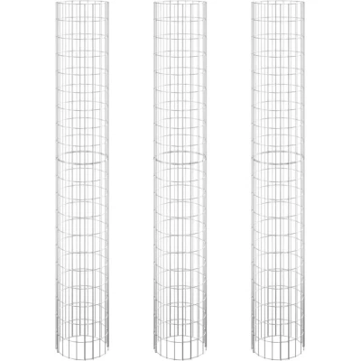 Image of vidaXL Circular Gabion Raised Beds 3 pcs Galvanised Steel Ø30x200 cm