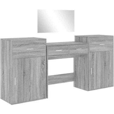Image of vidaXL 4 Piece Dressing Table Set Grey Sonoma Engineered Wood