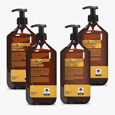 Image of Eight Triple Ginger + Honey Hair Care Set 2x Shampoo &amp; Conditioner 1L