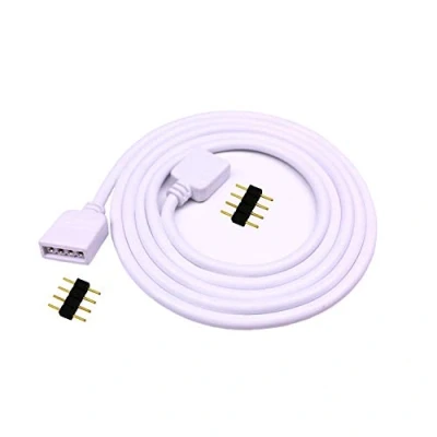 Image of LitaElek 5m 16.4ft RGB LED Strip Extension Cable 4 Pin Tape Cord Ribbon Wire Band Extender Quick Connector for SMD 5050 3528 2835 Light, White