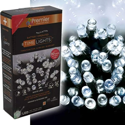 Image of 200 LED 20m Premier Battery 8 Function Outdoor Smart Timer Lights Cool White