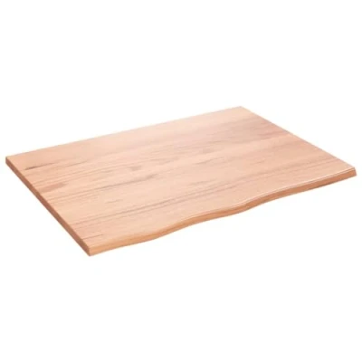 Image of vidaXL Solid Oak Wood Table Top 80x60x2 cm Light Brown, Handmade with Live Edge, Varnished, for Home and Commercial Use