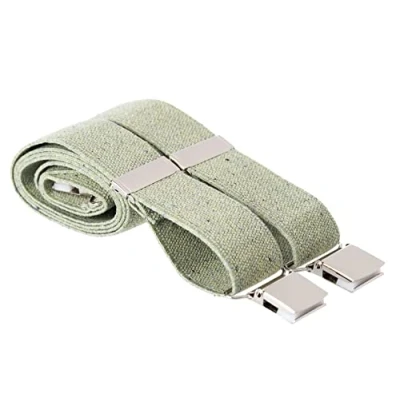 Image of MANDITTIONS XXL Sage Green Trouser Braces 35mm Wide 4 Heavy Duty Strong Silver Clips 2XL 52 Inch