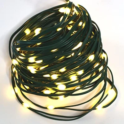 Image of Qbis Christmas Tree Lights Battery Powered, Green Wire Fairy Lights, Multi Function Warm White Outdoor (100 LEDs)