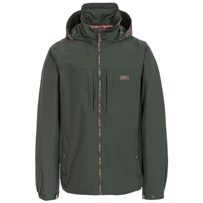 Image of Trespass Cartwright, Olive, S, Waterproof Jacket with Concealed Hood for Men, Small, Green