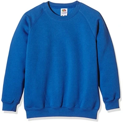 Image of Fruit of the Loom Unisex Kids Raglan Premium Sweater, Royal, 5 6 Years (Manufacturer Size:26)