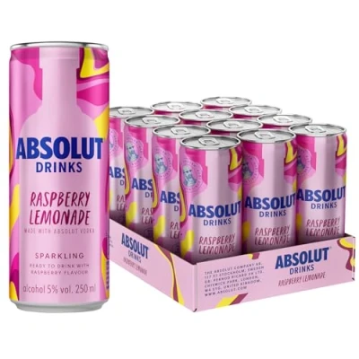 Image of Absolut Raspberry Lemonade Sparkling Pre Mixed Drink, 25cl, Case of 12