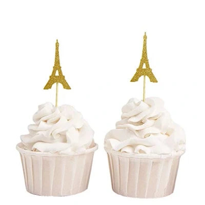 Image of Darling Souvenir, Eiffel Tower Cupcake Toppers, Wedding Party Dessert Decorations Pack Of 20
