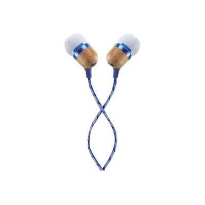 Image of House of Marley Smile Jamaica In Ear Headphones Sustainably Crafted, Eco Friendly, Noise Isolating Wired Earphones, 9.2mm Driver, Tangle Free Cable, 1 Button Microphone Control Denim