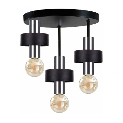 Image of Unica Multi Arm Semi Flush Ceiling Light Black, Silver, 35cm, 3x E27