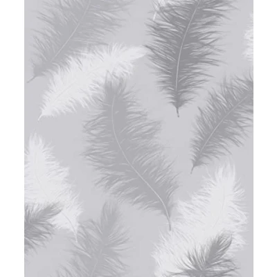 Image of Arthouse Sussurro Grey Feather Wallpaper for Living Spaces &amp; Feature Walls, 53 cm x 10.05 m Roll, 901705, Double Roll