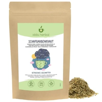 Image of Yarrow Herb Loose Tea (250g, 8.8oz), Cut and Gently Dried Yarrow, 100% Natural Pure for Preparation of Herbal Tea, Infusion