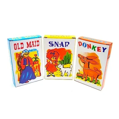 Image of D.A.Y. Republic Pack of 3 Decks Classic Traditional Kids Card Games, Old Maid, Donkey and Snap, Ideal Travel Family Games (3 Games)