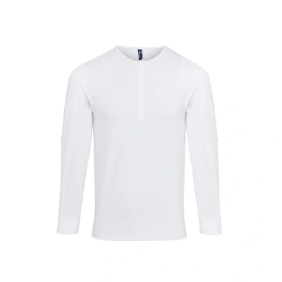 Image of Premier Mens Long John Roll Sleeve T Shirt (White) Size X Small