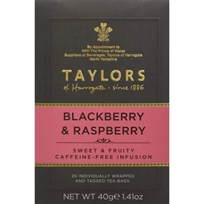 Image of Taylors of Harrogate Blackberry and Raspberry Tea, 20 Individually Wrapped &amp; Tagged Tea Bags ( Pack 3, 60 in Total)