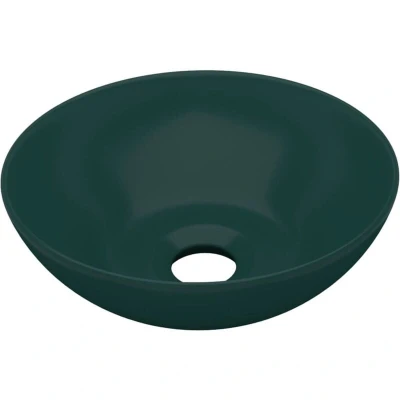Image of vidaXL Bathroom Sink Ceramic Dark Green Round