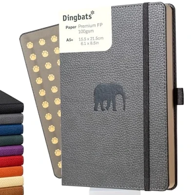 Image of Dingbats* Wildlife Dotted Journal A5 Vegan Leather Hardcover, Ideal for Work, Travel Pocket, Elastic Closure, Bookmark