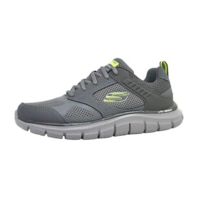 Image of Skechers Men&#039;s Track SYNTAC Sneaker, Charcoal Leather Mesh Trim, 8 UK