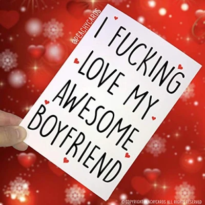 Image of Anniversary Cards, I F*cking Love My Awesome Boyfriend, Boyfriend Cards Novelty Card Funny Birthday Valentines PC177
