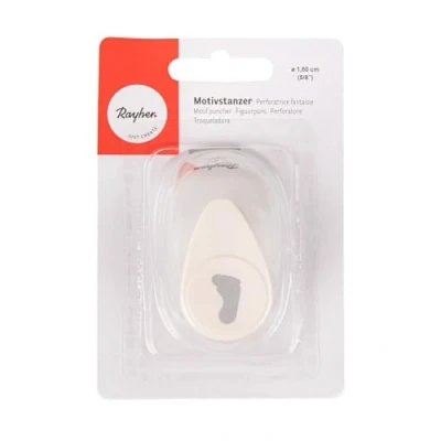 Image of RAYHER HOBBY Paper Craft Punch with Baby Foot Design, Lever for New Card, Shower Decorations and Scrapbooking, 1.6cm, 5/8&quot;, 89822000