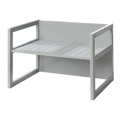 Image of roba Wooden Bench in Country Style Convertible to Table or 2 Seating Heights (Grey)
