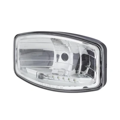 Image of HELLA 1FE 008 773 081 Hybrid/Halogen/Halogen Spotlight Jumbo 320 24/12V Rectangular Reference number: 37.5 Bolted clear diffusing Lens Colour: Crystal right/left