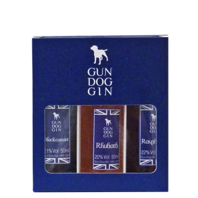Image of Gun Dog British Gin Miniature Gift Set (Blackcurrant, Rhubarb and Raspberry) 3 x 5cl 21% ABV