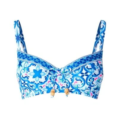 Image of Joe Browns Women&#039;s Recycled Content Grecian Tile Border Print Cupped Bikini Top, Blue Multi, 10