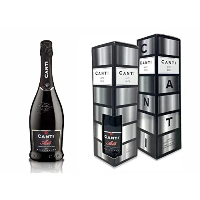 Image of Canti ASTI D.O.C.G. Millesimato, Spumante White Sparkling Wine, Moscato d&#039;Asti 7%, Gift Pack, Italian Grape Variety from Piemonte, Fruity and Aromatic Taste, 1x750 ml