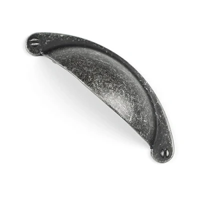 Image of 64mm Pewter Kitchen Cabinet Cup Handle Rustic Antique Cupboard Drawer Pull Wardrobe Furniture Replacement Upcycle