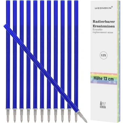 Image of [12 Pack] LVZONGXIN Erasable Refills,Compatible with Legami, [ Blue 0.7 mm], Height 13 cm, Refill for Gel Pen, Thermosensitive Ink