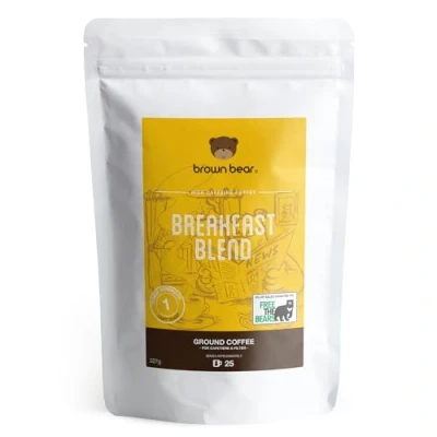 Image of Light Roast Ground Coffee 227g for French Press Cafetiere Filter Drip V60 Aeropress Brown Bear Breakfast Blend Donation to Free The Bears 100% Arabica