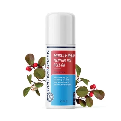Image of Wintergreen Muscle Relief Menthol Hot Gel Roll On Fast Acting Pain for Aches, Joint &amp; Inflammation Infused with Arnica Oil and Cold Sensation
