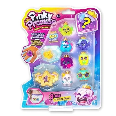 Image of BANDAI TH00003 Royals 8 Pack This Pinky Promise Multipack Contains Collectable Gemmy Friends 1 Ring and Necklace Mix Match Gems Girls Jewellery for Wearable Fun