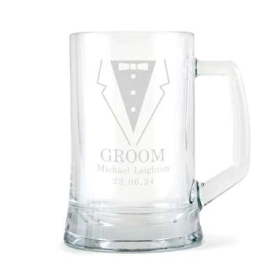 Image of The Gift Experience Personalised Groom Suit Glass Tankard