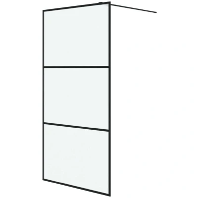 Image of vidaXL Walk in Shower Wall Black 100x195 cm Frosted ESG Glass