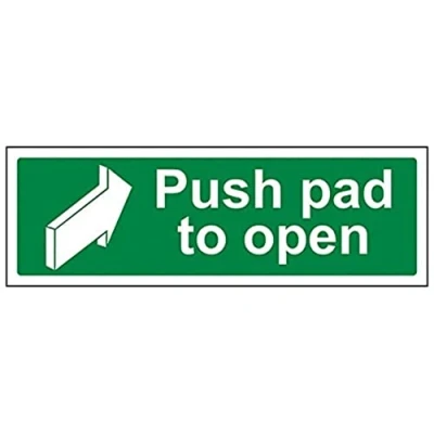 Image of V Safety Push Pad To Open Door Sign 300mm x 100mm 1mm Rigid Plastic