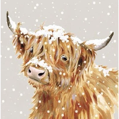 Image of Wrendale Designs by Hannah Dale Highland Snow Luxury Christmas Card Set Pack of 8