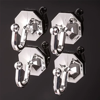 Image of White Hinge Pack Of 4 Stick On Curtain Tie Backs Self Adhesive Tassel/Rope/Drapes Holder Hook
