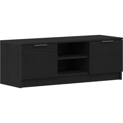 Image of vidaXL TV Cabinet/Entertainment Unit Black Oak Matte Finish Engineered Wood w/Adjustable Shelves Living Room Media Console Medium Storage Solution