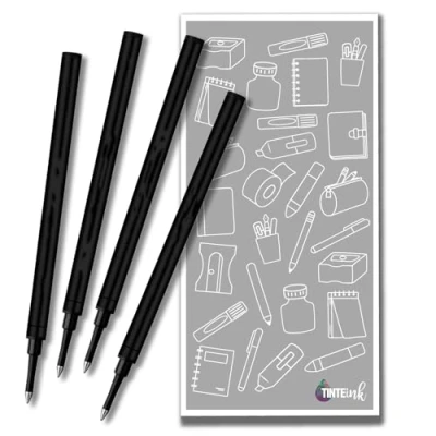 Image of Rollerball Refill Broad 1.0 mm Compatible with Schmidt 888 Pen Refills and Other pens Choose Colour Quantity Tinte ink Envelope (Black, 4)