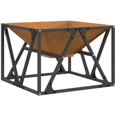 Image of vidaXL Fire Pit Square 50x50x35 cm Weathering Steel